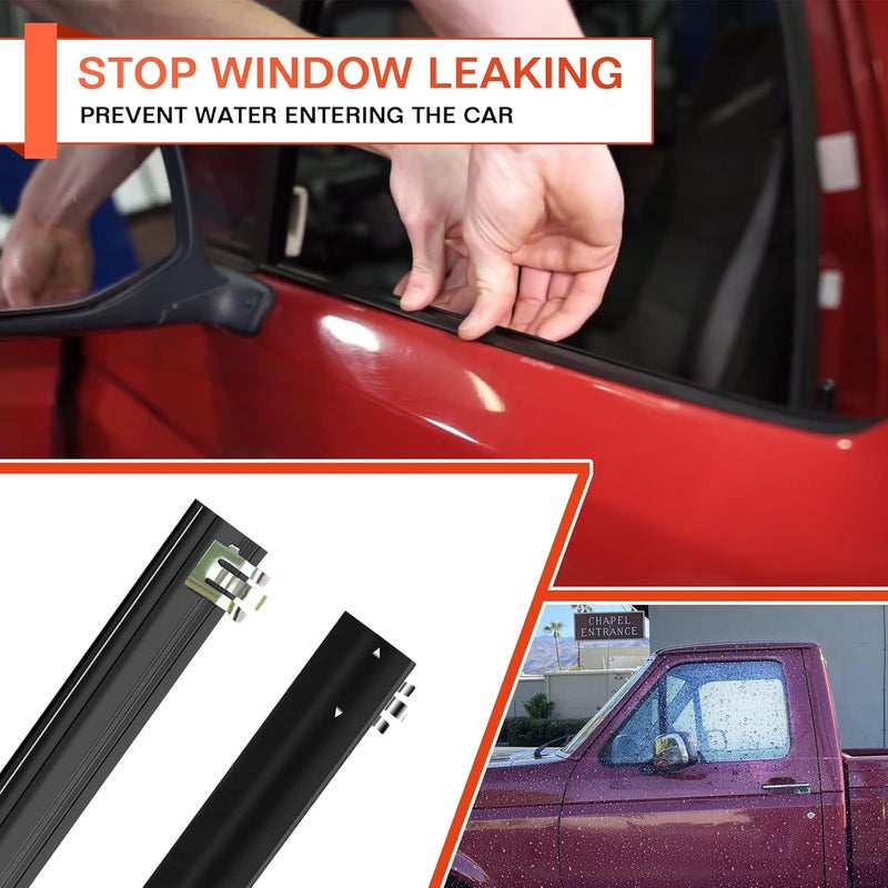 ACLONG Window Molding Sweep Felt Trim Seal Front Inner & Outer Weatherstrip Kit Fit for Ford F-150 F-250 F-350 Bronco 1987-1996-4 Piece Set Replace E7TZ1521452A E7TZ1521453A F2TZ1521456A F2TZ1521457A - Image 5